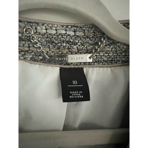 White House Black Market Boucle Blazer Tan and Metallic Size 10 - Picture 5 of 5